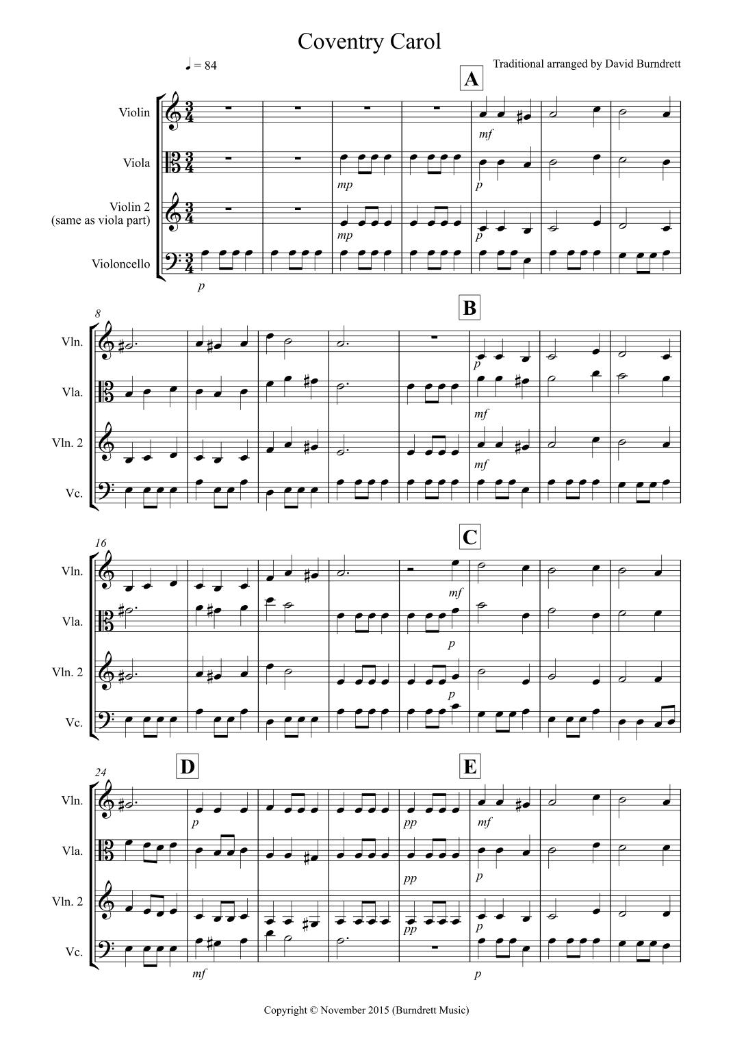 Coventry Carol for String Trio (arr. David Burndrett)