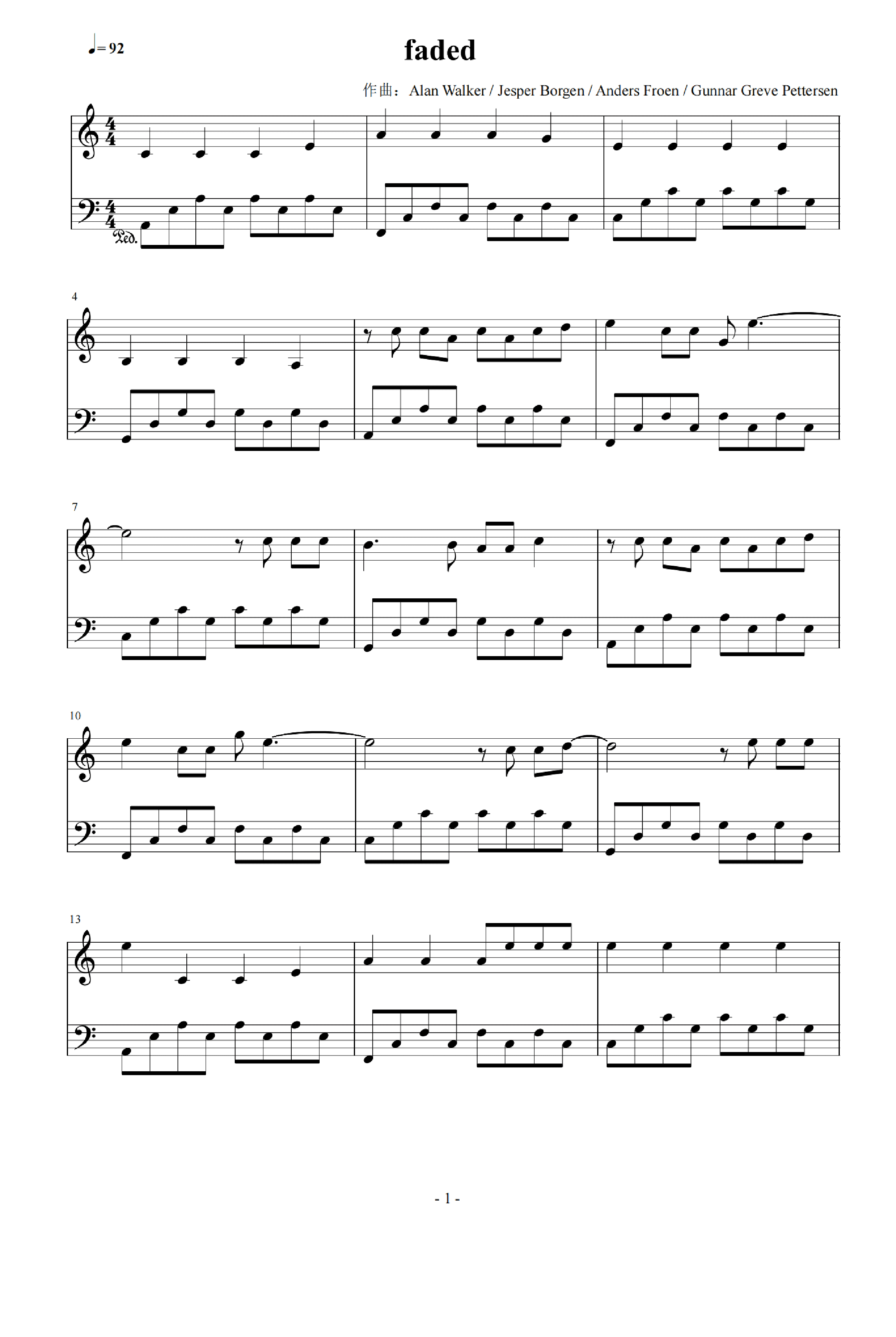 Faded (arr. Alan Walker)