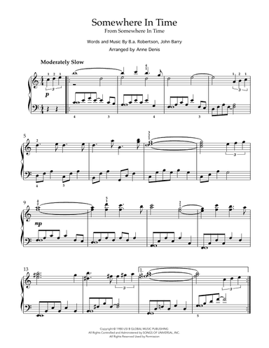 Somewhere In Time (arr. Anne Denis)