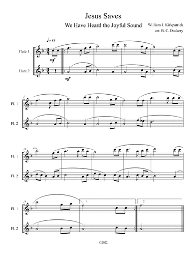 Jesus Saves (We Have Heard the Joyful Sound) Flute Duet (arr. B. C. Dockery)