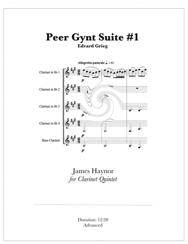 Peer Gynt Suite #1 for Clarinet Quintet (arr. James Haynor)