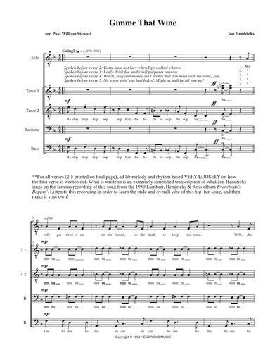 Gimme That Wine (arr. Paul William Stewart)