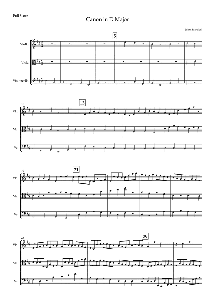 Canon in D Major (Johann Pachelbel) for String Trio (arr. Fabio Britto)