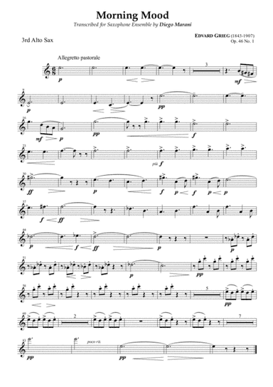 Peer Gynt Suite Op. 46 No. 1 for Saxophone Ensemble - Alto Sax 3 (arr. Diego Marani)