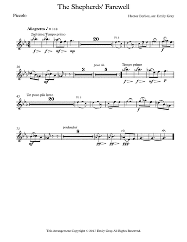 The Shepherds' Farewell for Flute Choir (Parts) (arr. Emily Gray)