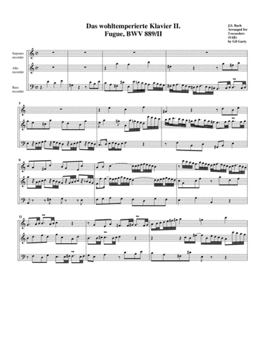 Fugue from Das wohltemperierte Klavier II, BWV 889/II (arrangement for 3 recorders) (arr. Gil Garty)