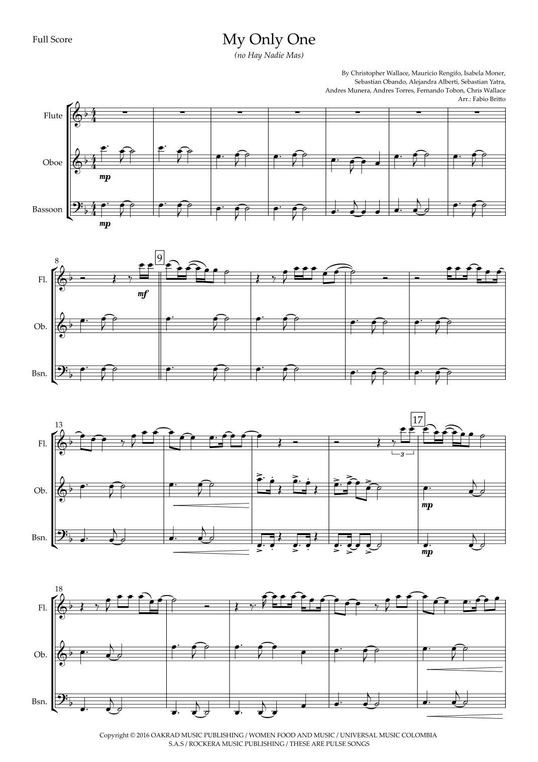 My Only One (no Hay Nadie Mas) (arr. Ottirb Sage)