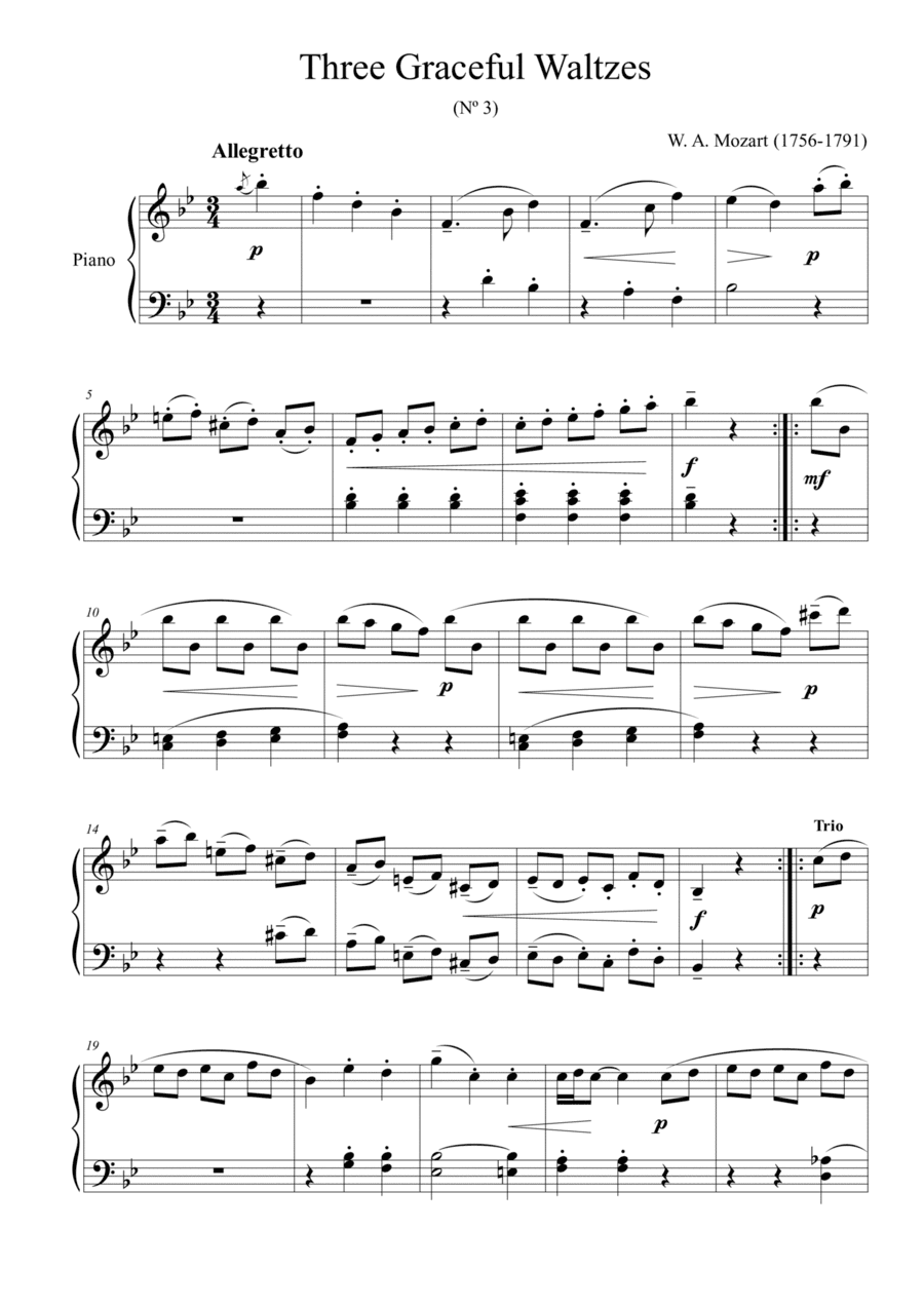 Three Graceful Waltzes (Nº 3) - for piano solo (arr. Passoni Music)
