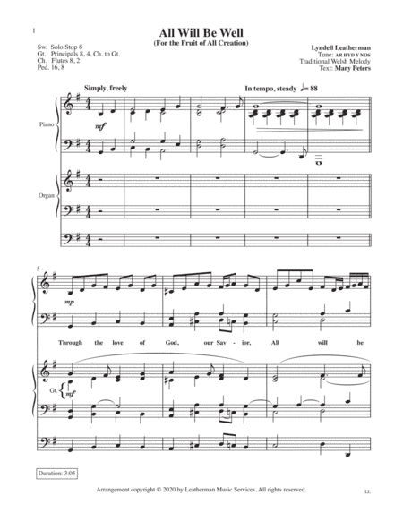 All Will Be Well--Piano/Organ Duet (arr. Lyndell Leatherman)