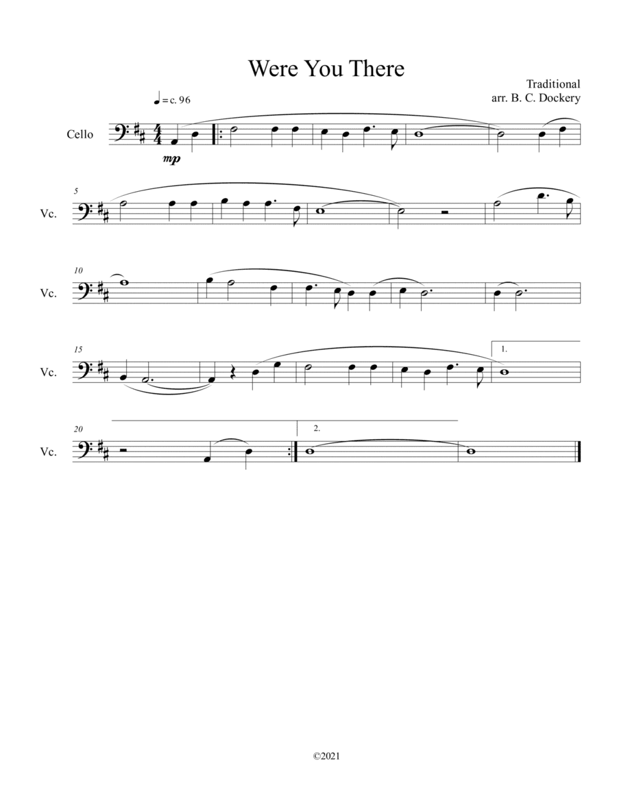 Were You There (cello solo) (arr. B. C. Dockery)