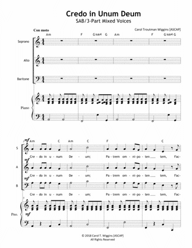 Credo in Unum Deum (SAB)