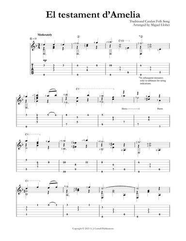 El testament d’Amelia (arr. Miguel Llobet)
