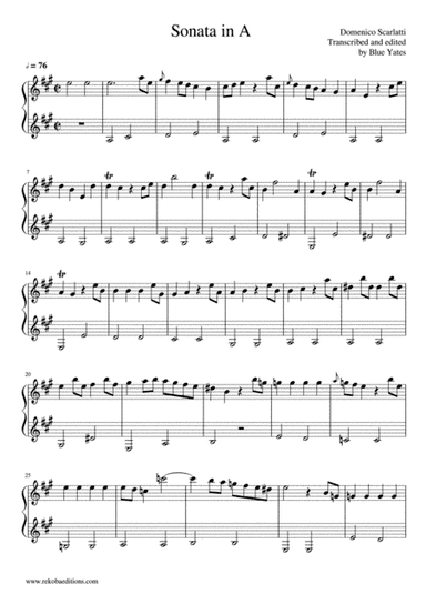 Sonata in A (Domenico Scarlatti) (arr. Blue Yates)