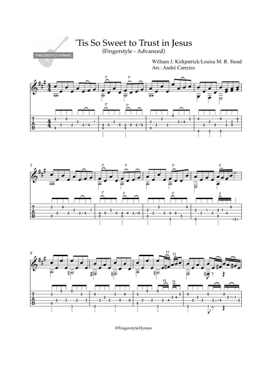 Tis So Sweet to Trust in Jesus - Fingerstyle Guitar (Advanced) (arr. A. Carreiro)