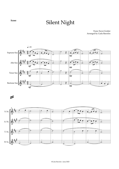 Silent night (Saxophone Quartet) (arr. Cadu Barcelos)