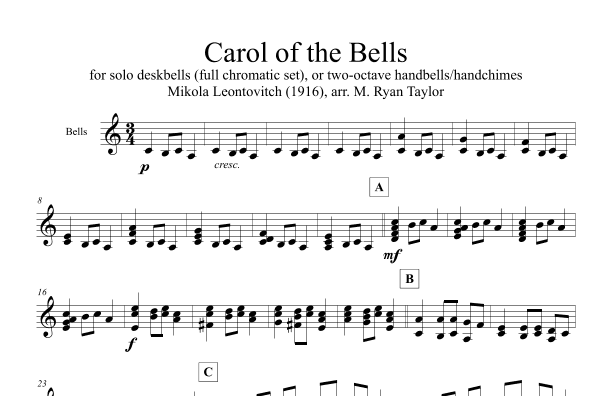 Carol of the Bells arr. for Desk Bells (arr. M. Ryan Taylor)