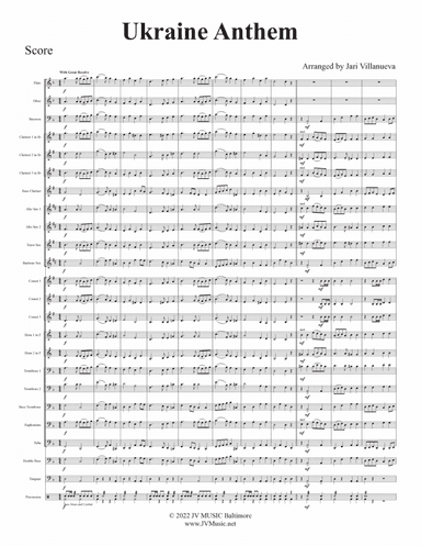 Ukraine National Anthem for Band (arr. Jari Villanueva)