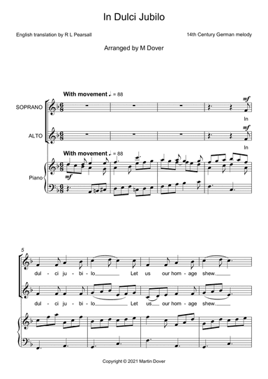 In Dulci Jubilo - Two part choir - SA - Upper Voices (arr. Martin Dover)