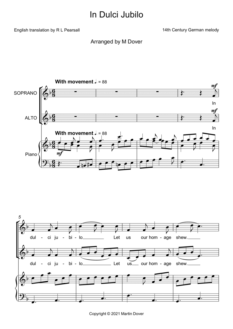 In Dulci Jubilo - Two part choir - SA - Upper Voices (arr. Martin Dover)