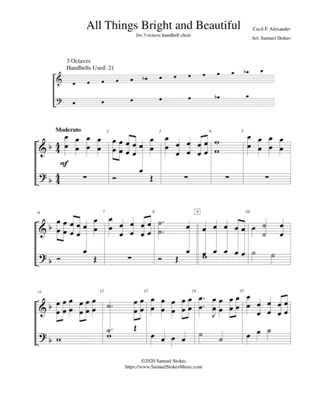 All Things Bright and Beautiful - for 3-octave handbell choir (arr. Samuel Stokes)