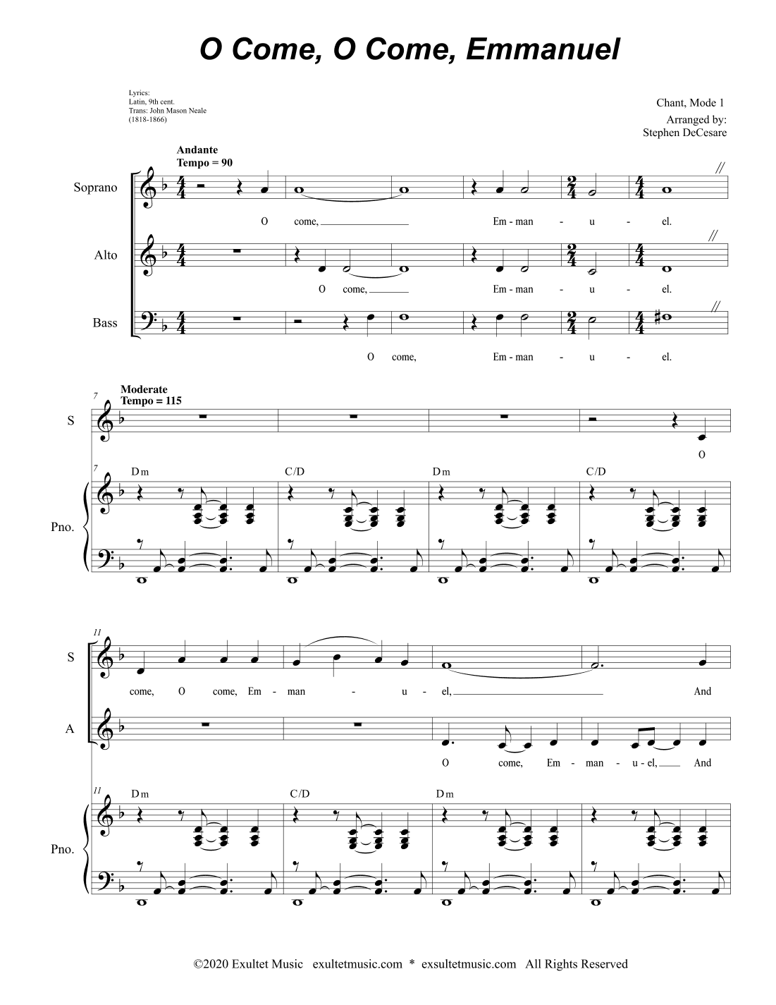 O Come, O Come, Emmanuel (SAB) (arr. Stephen DeCesare)