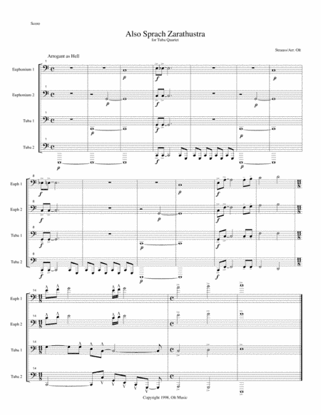 Also sprach Zarathustra for tuba quartet (arr. Tim Olt)