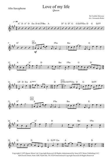 Love Of My Life (arr. Fernando Britto)