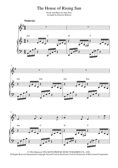The House Of The Rising Sun (arr. Kaiserin Rebecca)
