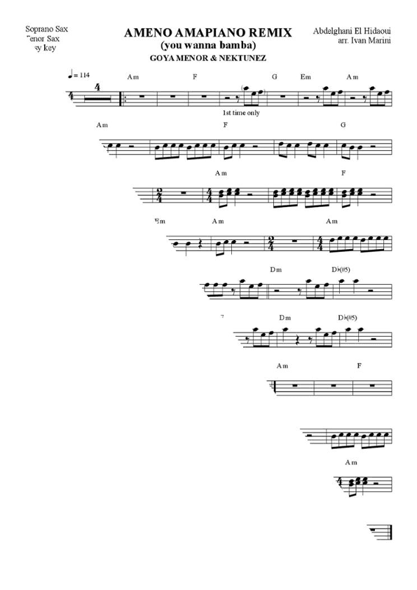 Ameno Amapiano Remix (you Wanna Bamba) (arr. Ivan Marini)