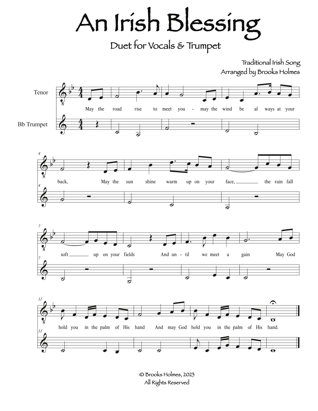 An Irish Blessing (Duet for Voice & Trumpet) (arr. Brooks Holmes)
