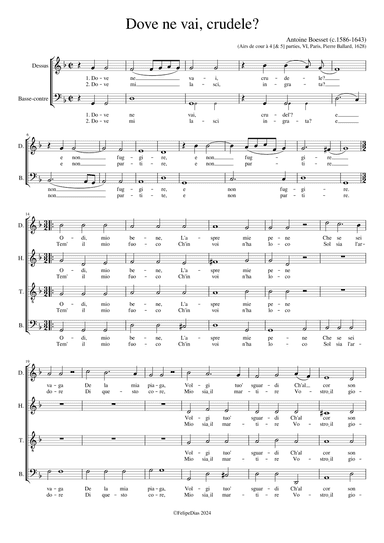 Dove ne vai, crudele? (arr. Early Music Scores)