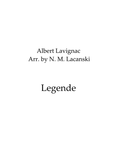 Legende (arr. Nick M Lacanski)