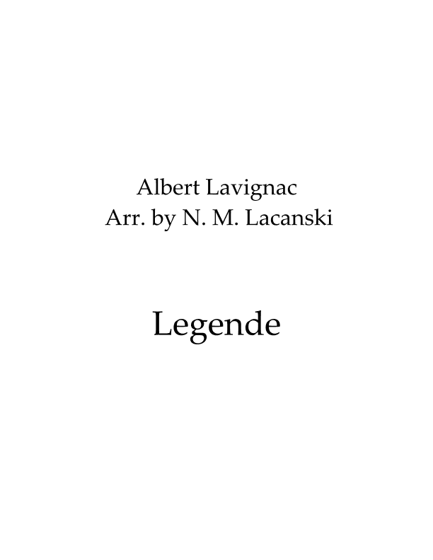 Legende (arr. Nick M Lacanski)