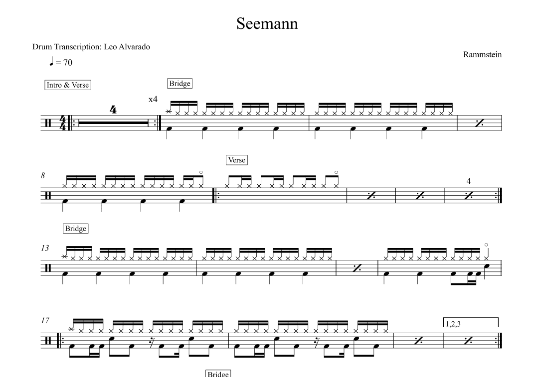 Seemann (arr. Drum Transcription: Leo Alvarado)