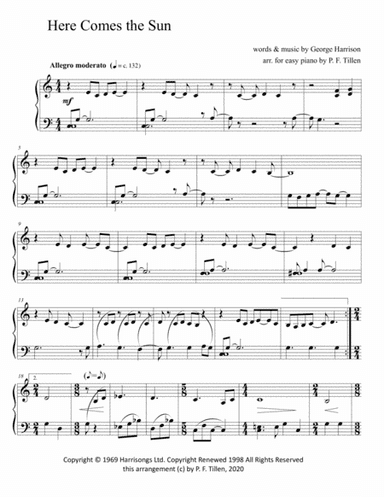 Here Comes The Sun (arr. P. F. Tillen)