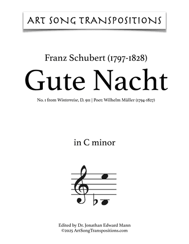 SCHUBERT: Gute Nacht, D. 911 no. 1 (transposed to C minor) (arr. ArtSongTranspositions.com)