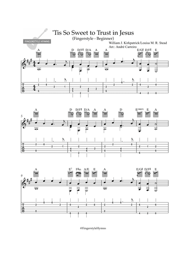 Tis So Sweet to Trust in Jesus - Fingerstyle Guitar (Beginner) (arr. A. Carreiro)
