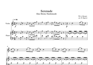 Serenade (Eine Kleine Nachtmusik) - Wolfgang Amadeus Mozart (Violin + Piano) (arr. Digital Book Music)
