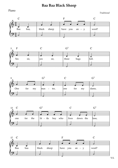 Baa Baa Black Sheep (Easy) (arr. Wesley S. SIlva)