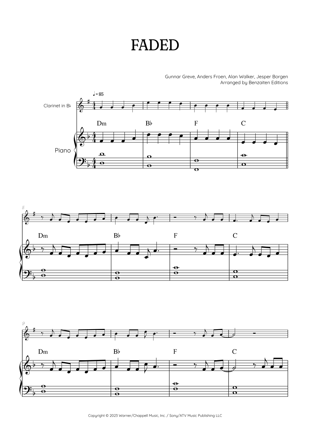 Faded (arr. Benzaiten Editions)