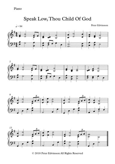 Speak Low, Thou Child Of God - Easy piano sheet music