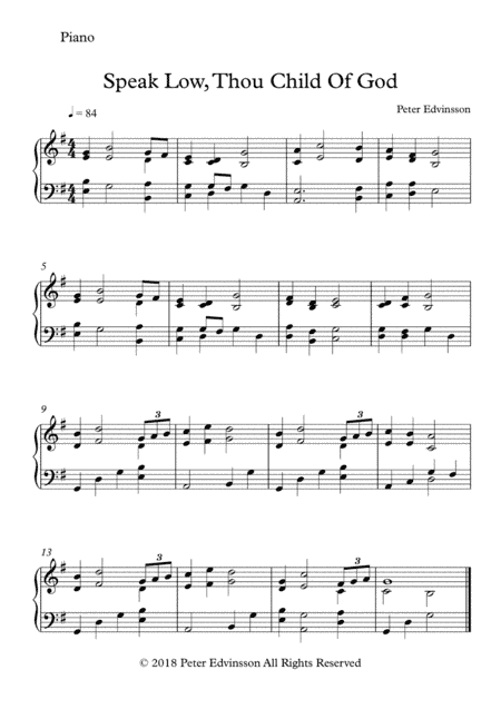 Speak Low, Thou Child Of God - Easy piano sheet music