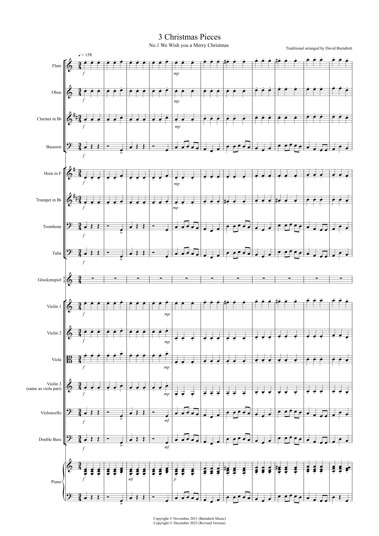 3 Easy Christmas Pieces for School Orchestra (arr. David Burndrett)