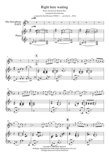 Right Here Waiting (arr. David Kocijan)