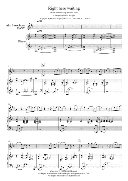 Right Here Waiting (arr. David Kocijan)