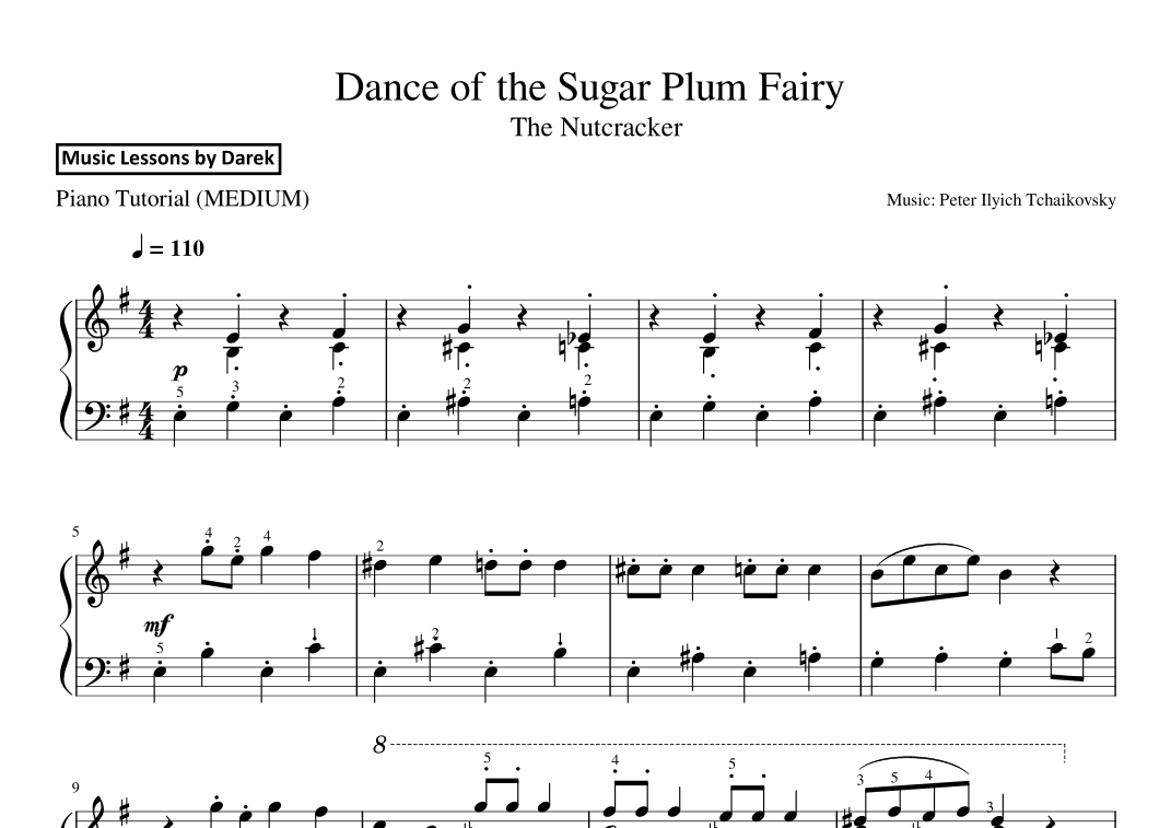 Dance of the Sugar Plum Fairy (MEDIUM PIANO) The Nutcracker [Peter Ilyich Tchaikovsky] (arr. Darek)