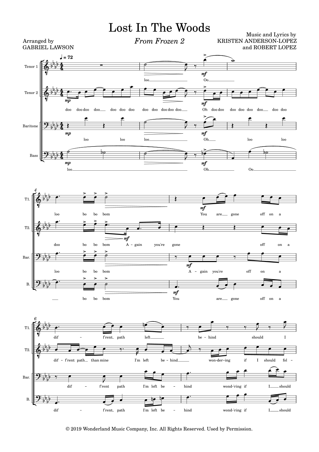 Lost In The Woods (arr. Gabriel Lawson)