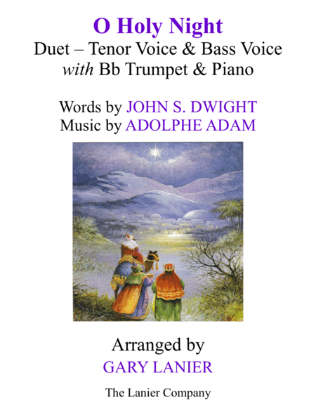 O HOLY NIGHT (Duet - Tenor Voice, Bass Voice with Bb Trumpet & Piano - Score & Parts included) (arr. Gary Lanier)