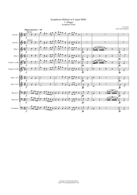 Gossec: Symphonie Militaire in F major RH62 (complete)- symphonic wind dectet (arr. Ray Thompson)