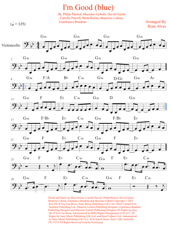 I'm Good (blue) (arr. Rene Alves)